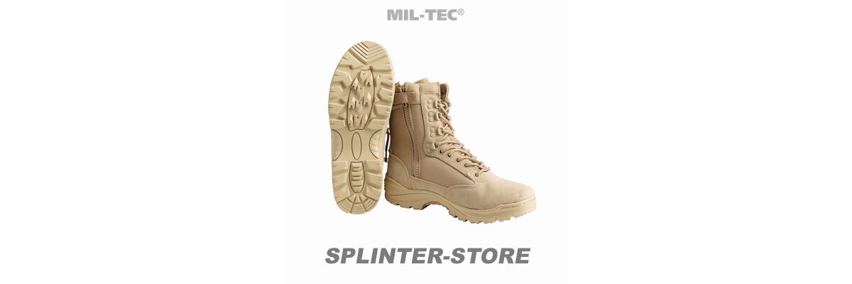 Tactical Boots mit Zipper - Tactical Einsatzstiefel Wüstentarn | Wüstenstiefel mit Reisverschluss | Einsatzstiefel Afghanistan