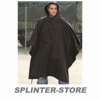 Nässechutz Poncho R/S schwarz Regenponcho wasserdicht Security